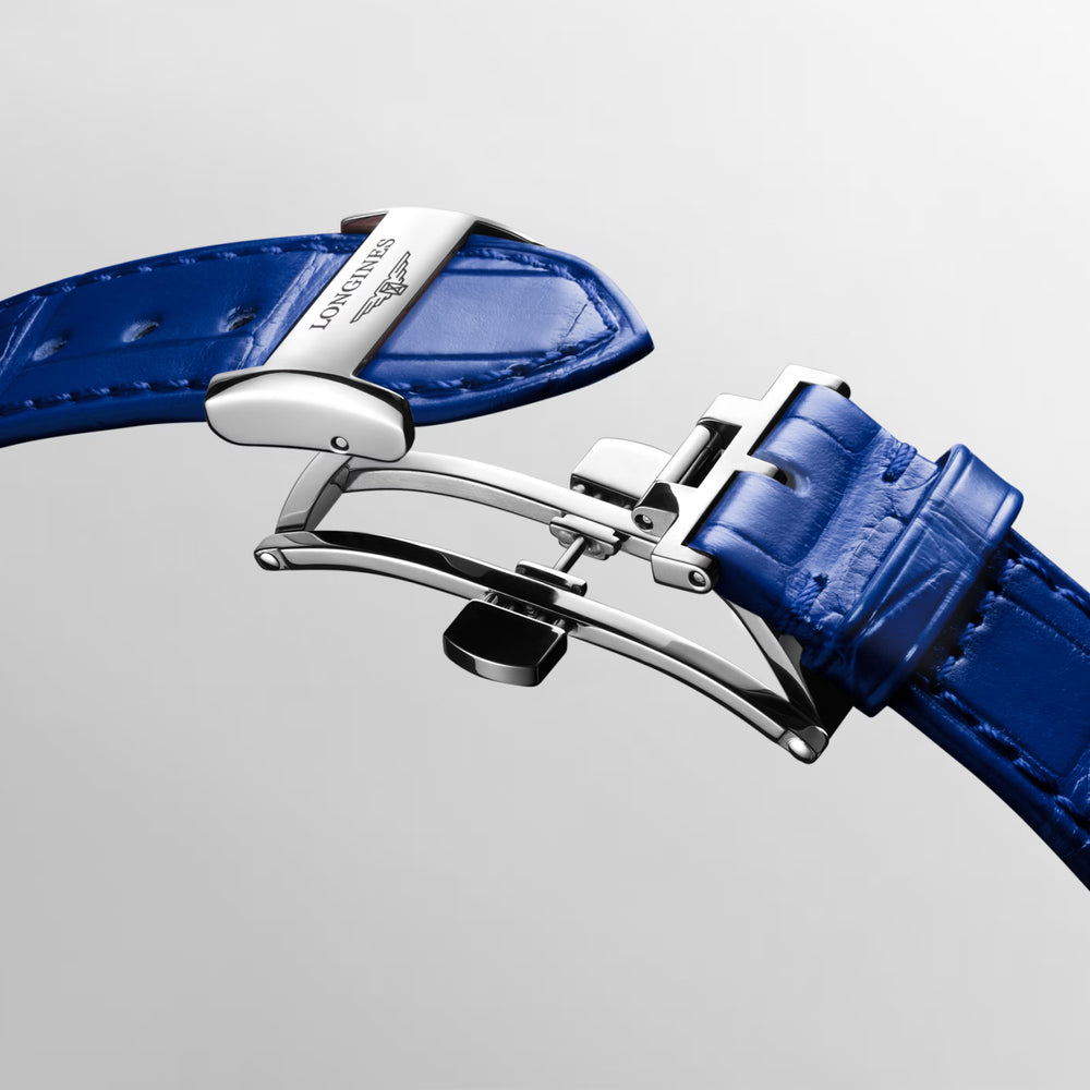 
                  
                    Longines "Primaluna Moonphase" Watch with Opaline Ivory Dial & Blue Alligator Leather Strap, 34mm - Carter's Collective Fine Jewelry
                  
                