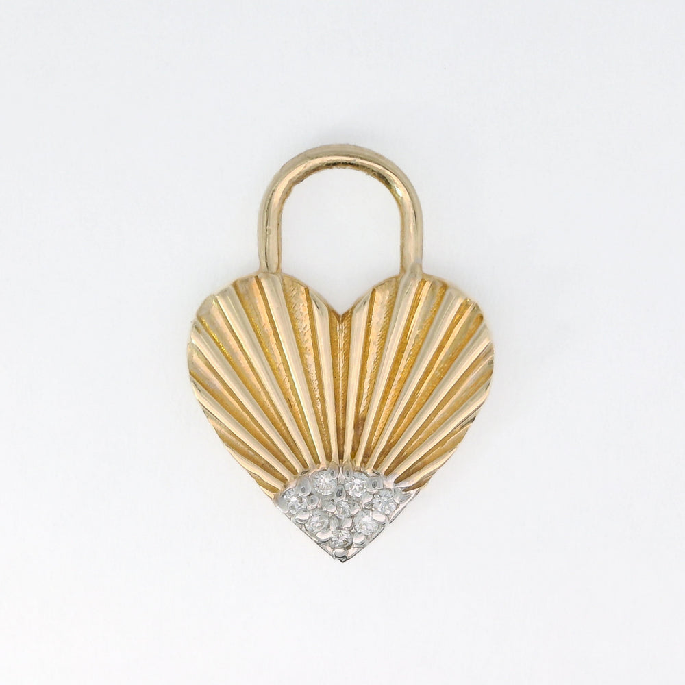 Fluted Heart Charm with Diamond Accent - Carter's Collective Fine Jewelry