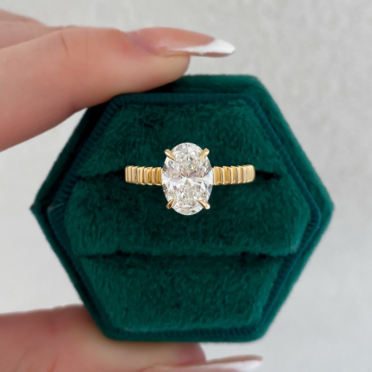 Lab Grown Oval Diamond Fluted Solitaire Engagement Ring - Carter's Collective Fine Jewelry