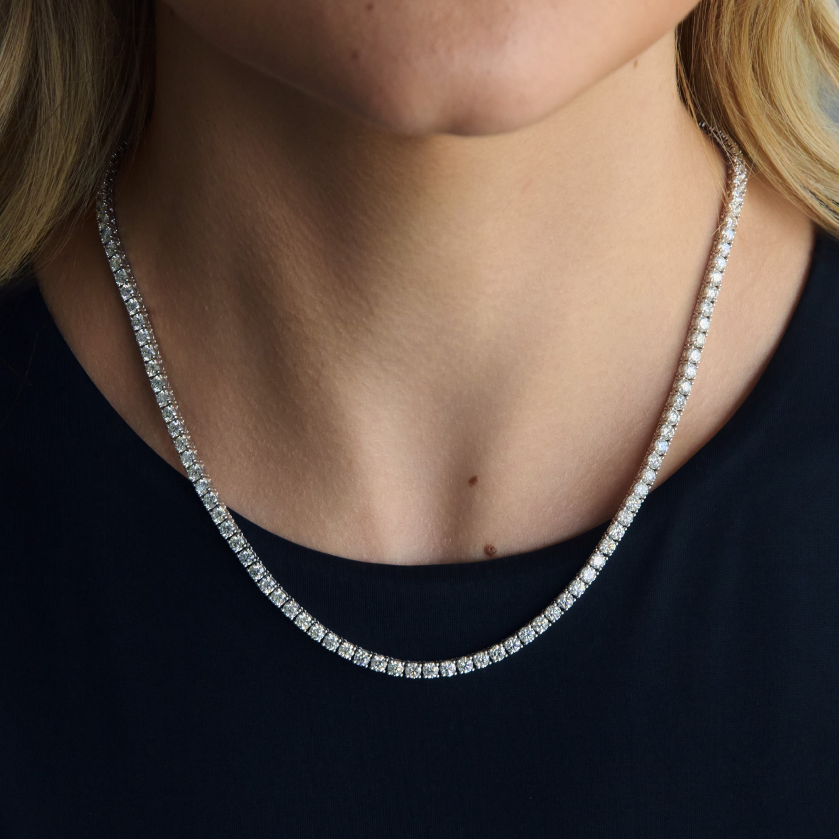 Classic Natural Diamond Tennis Necklace, 14.35 CTTW - Carter's Collective Fine Jewelry