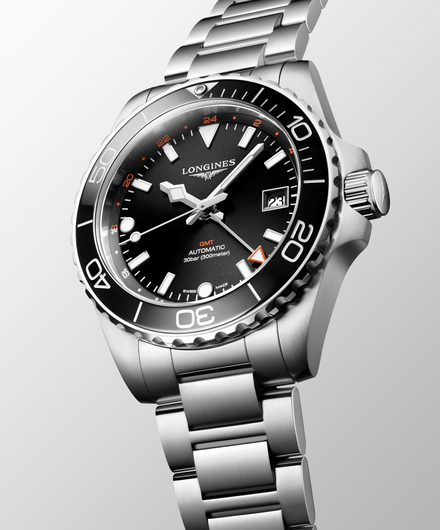 Longines "Hydroconquest GMT" Watch - Stainless Steel with Sunray Black Dial, 41mm - Carter's Collective Fine Jewelry