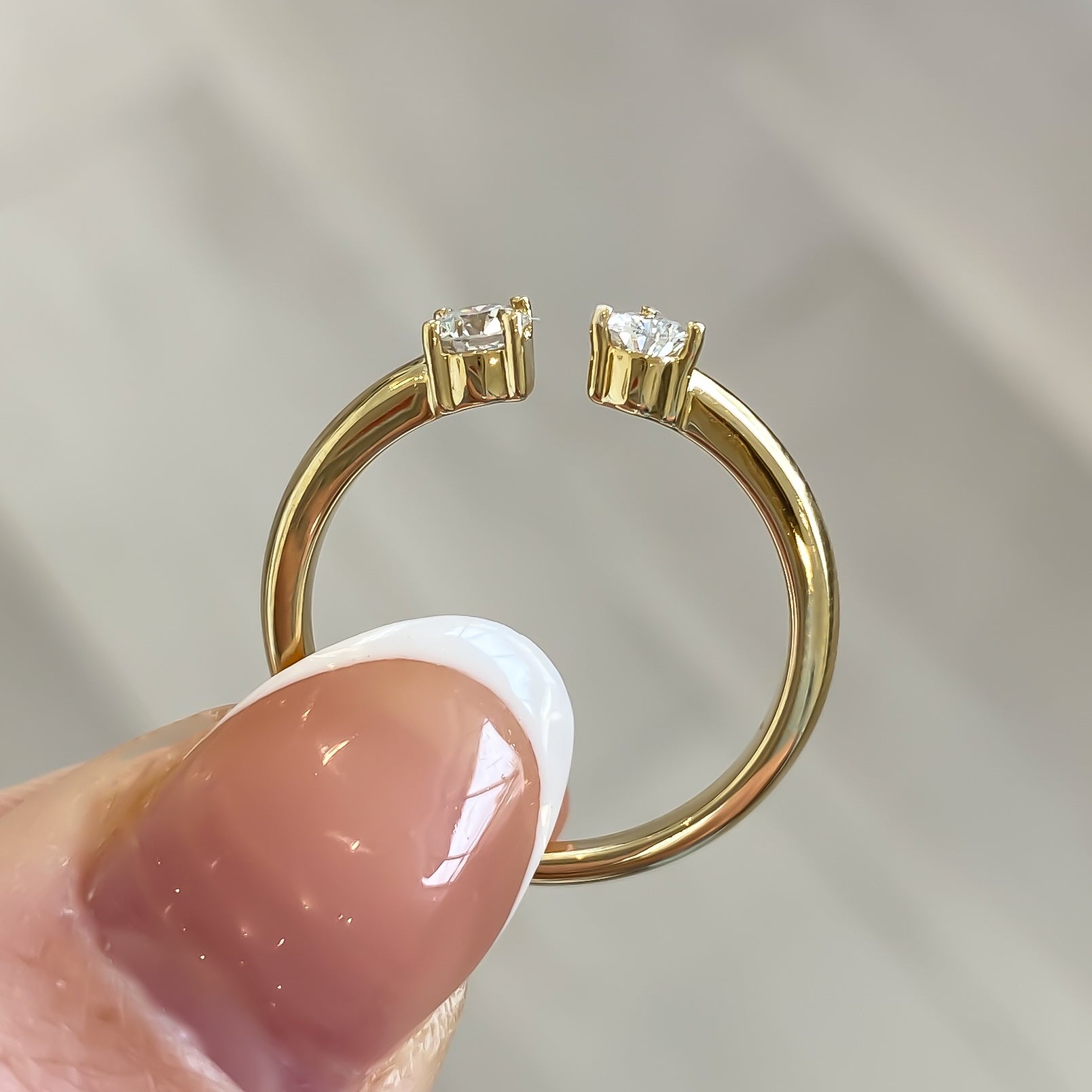 Pear and Round Cut Natural Diamond Toi Et Moi Open Design Ring - Carter's Collective Fine Jewelry