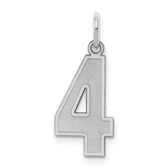 Sterling Silver Number 4 Pendant, 15mm