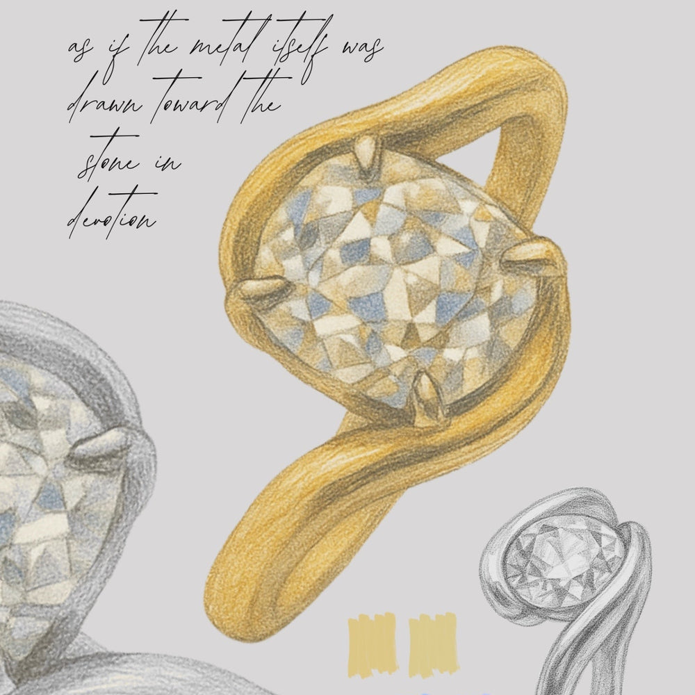 Bespoke Old Mine Brilliant Cut Natural Diamond Bypass Engagement Ring - Carter's Collective Fine Jewelry