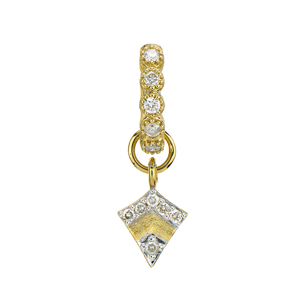 Yellow Gold Petite Pave Diamond Kite Charm Earring (Single)