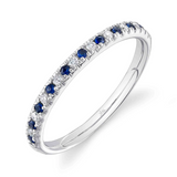 Blue Sapphire & Diamond Alternating Straight Stackable Band