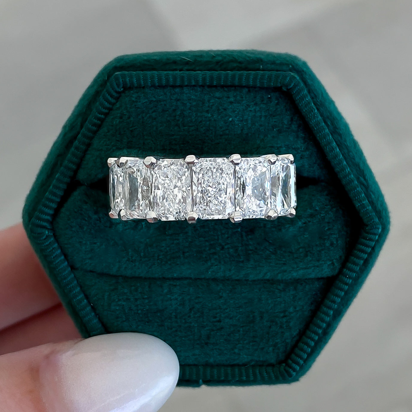 Lab Grown Radiant Cut Diamond Eternity Band, 14.32cttw