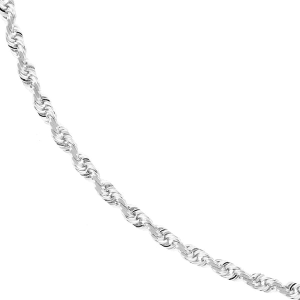 20 Inch White Gold Rope Chain with Lobster Clasp