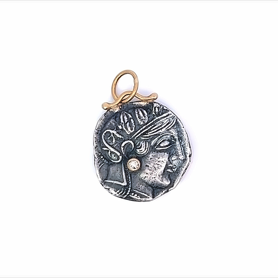 Handmade Athena Wisdom Goddess Coin Charm