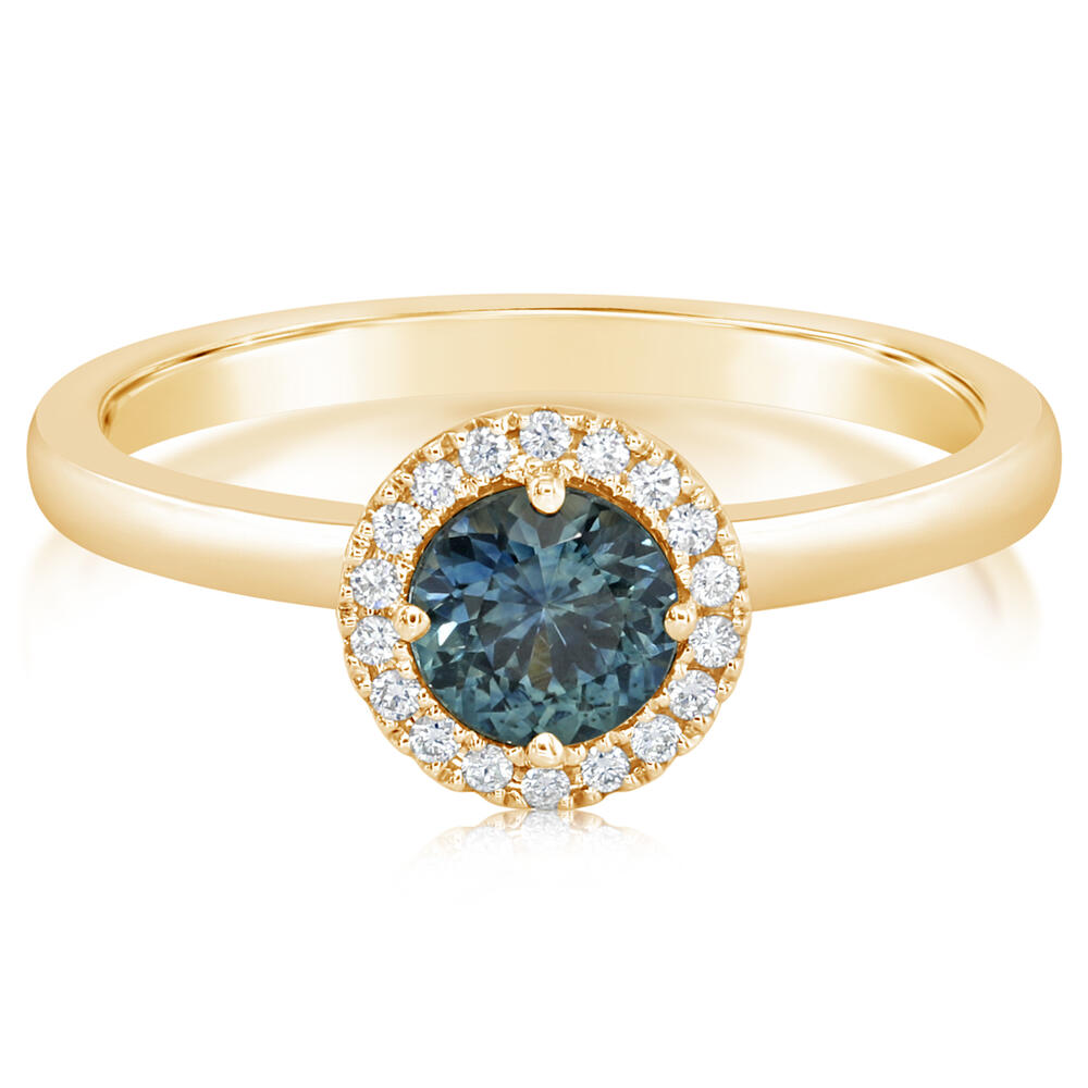 14K Yellow Gold Montana Sapphire Fashion Ring with Diamond Accents