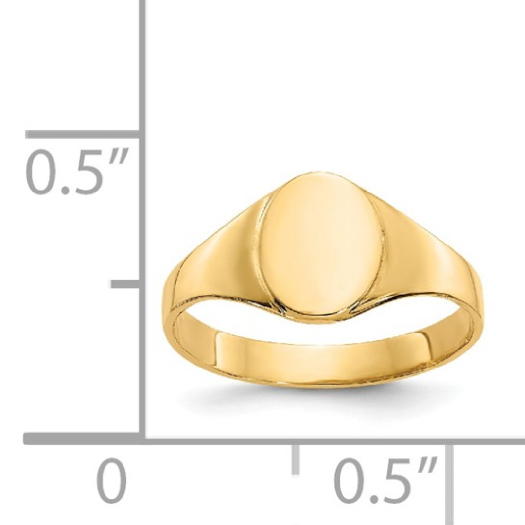 14K Yellow Gold Engravable Oval Signet Baby Ring (Engraving Included) - Carter's Collective Fine Jewelry