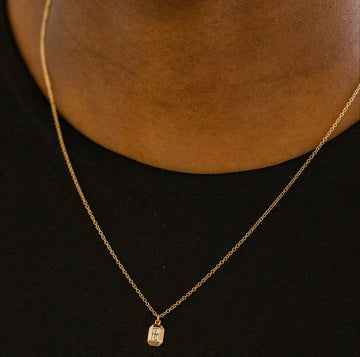 Bezel Baguette Diamond Necklace, 0.07 CTTW - Carter's Collective Fine Jewelry