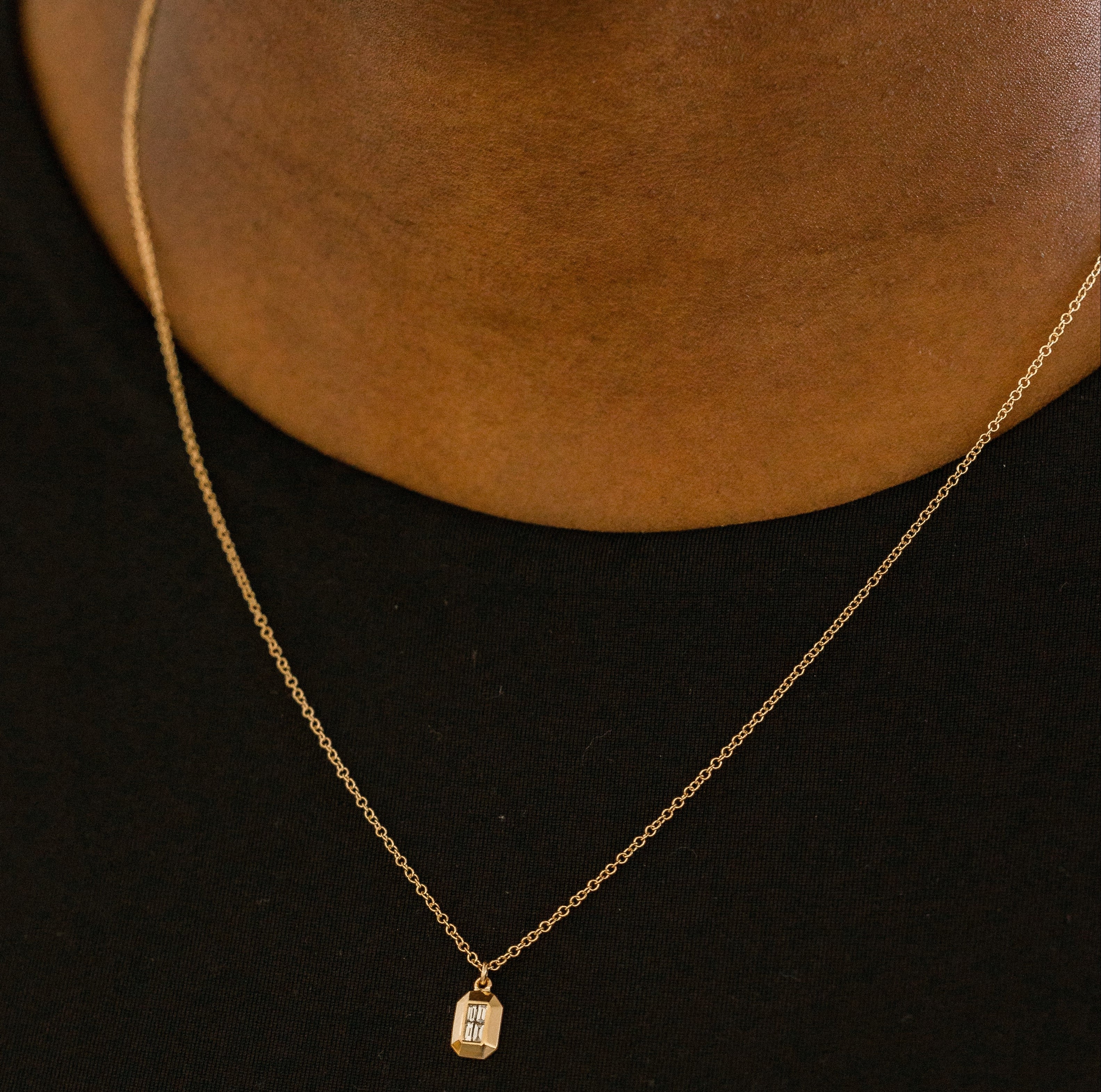 Bezel Baguette Diamond Necklace, 0.07 CTTW - Carter's Collective Fine Jewelry
