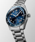 Longines "Spirit Zulu Time" Watch - Stainless Steel with Blue Ceramic Bezel & Sunray Blue Dial, 42mm - Carter's Collective Fine Jewelry