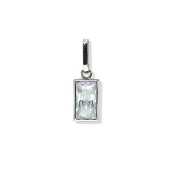 Sterling Silver Elongated Clear Topaz Charm