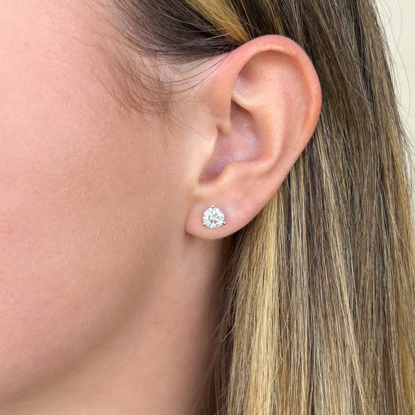 Natural Diamond Stud Earrings, 1.75 CTTW