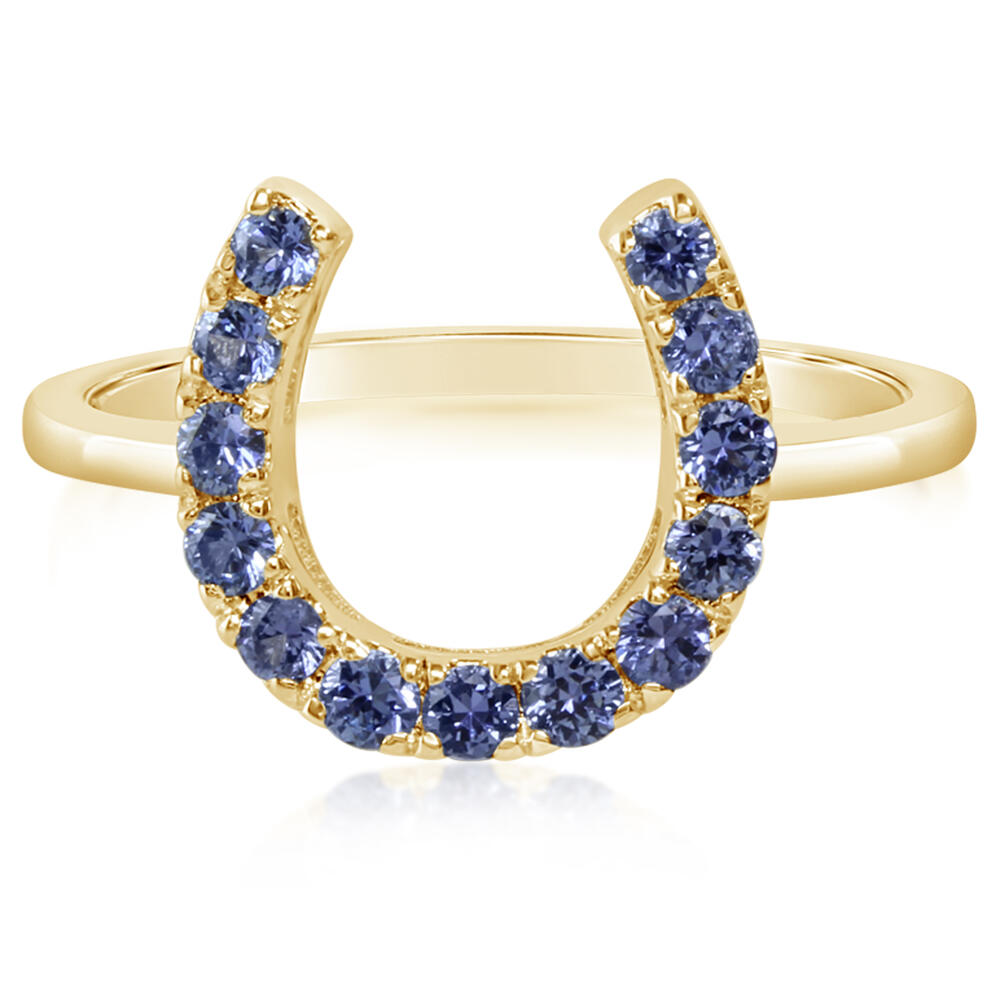 Yogo Sapphire Horse Shoe Ring