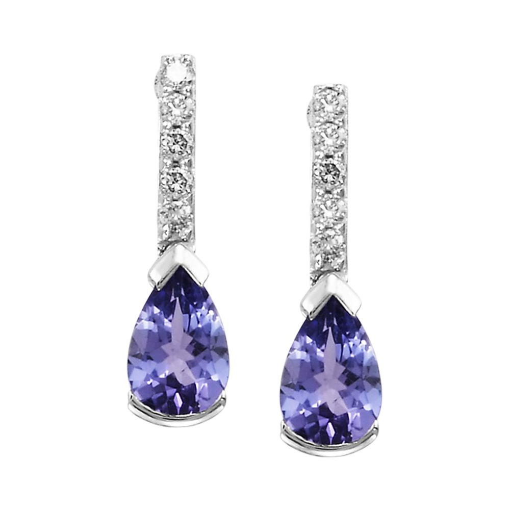 Pear Shape Tanzanite Diamond Accented Dangle Earrings