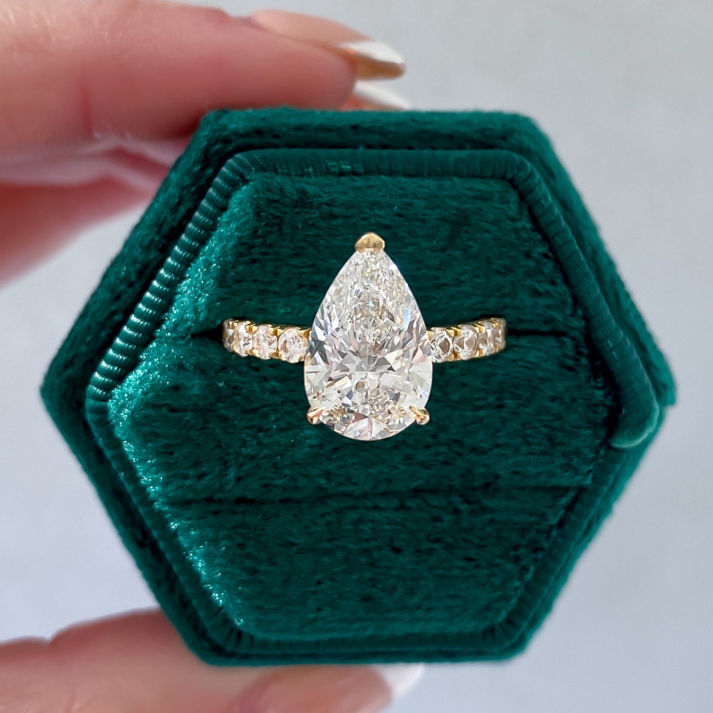 Hydrangea Lab Grown Pear Cut Diamond Engagement Ring - Carter's Collective Fine Jewelry