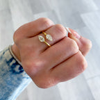 Two Stone Natural Step Cut Pear Shape Diamond Bypass Ring, 1.07 CTTW - Carter's Collective Fine Jewelry