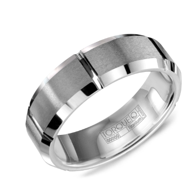 Tungsten Carbide Men's Wedding Band with Sandpaper Center, 7mm - Carter's Collective Fine Jewelry