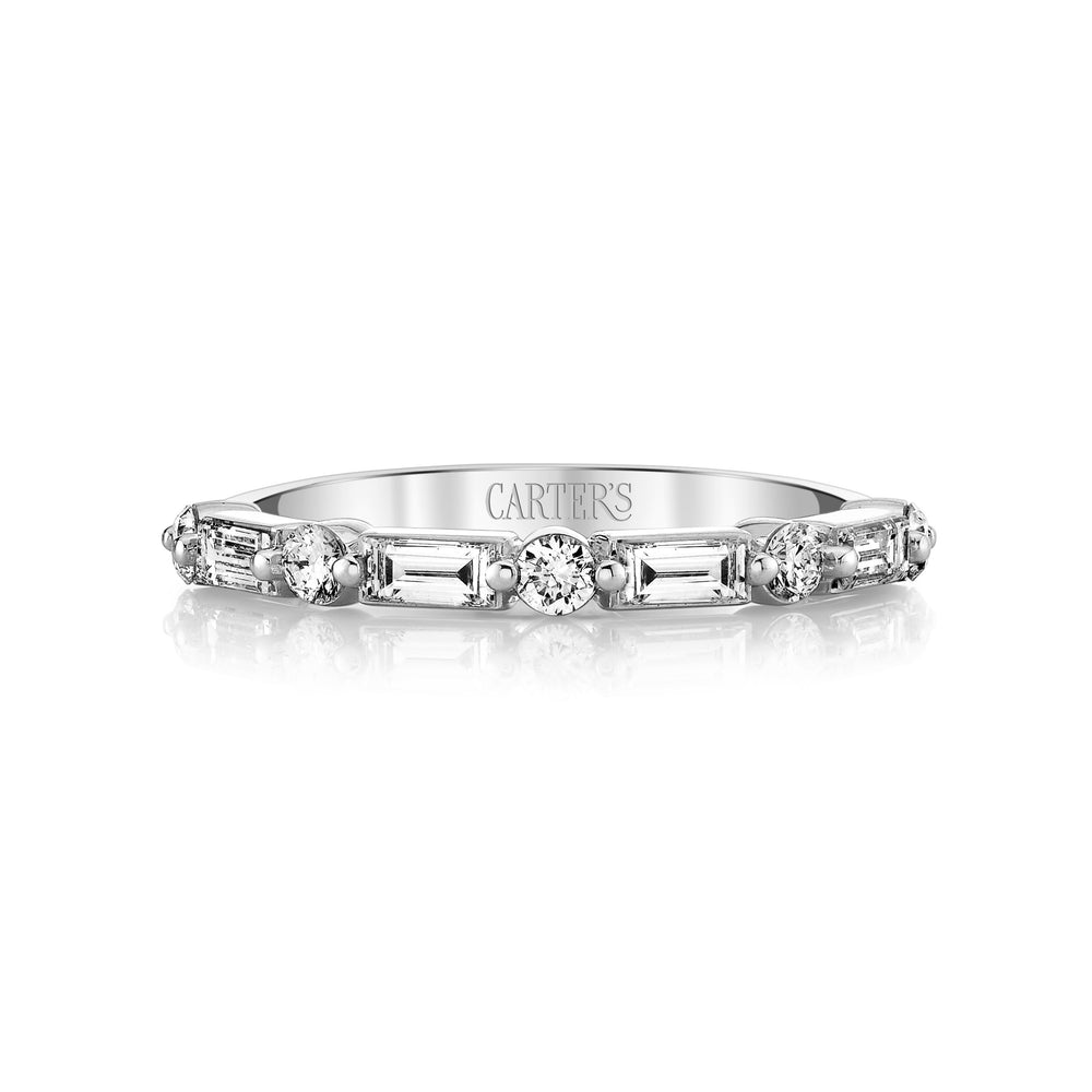 Baguette & Round Diamond Shared Prong Stackable Band, 0.60 CTTW - Carter's Collective Fine Jewelry