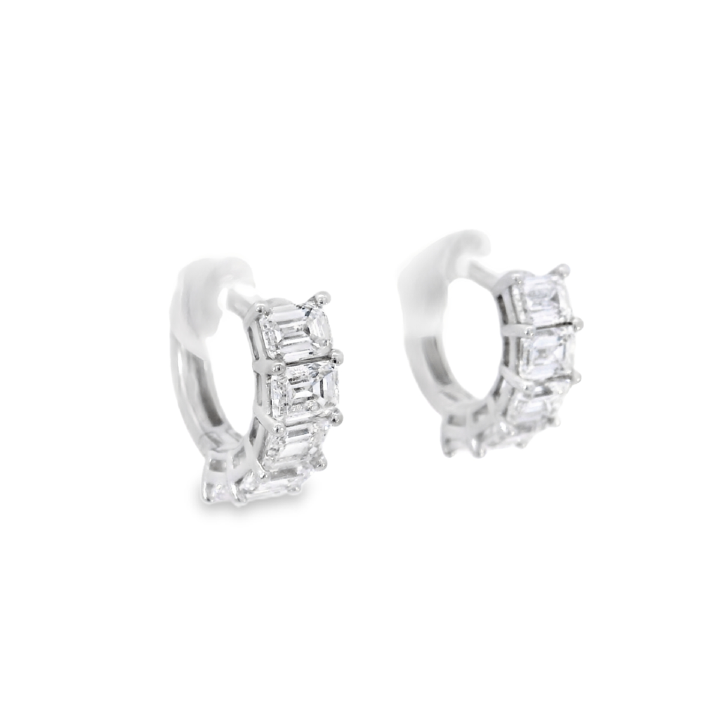Lab Grown Emerald Cut Diamond Huggie Hoop Earrings, 2.20 CTTW - Carter's Collective Fine Jewelry