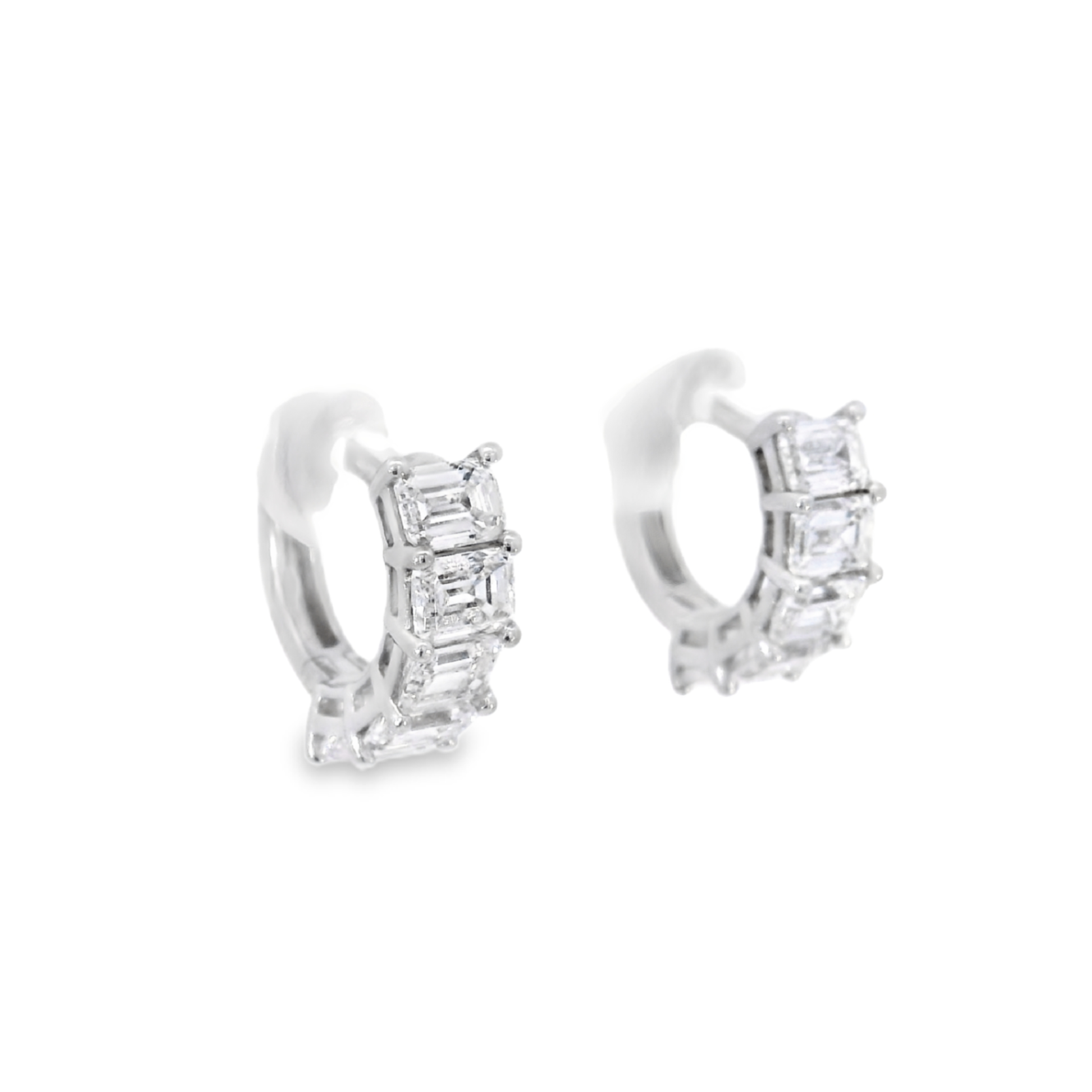 Lab Grown Emerald Cut Diamond Huggie Hoop Earrings, 2.20 CTTW - Carter's Collective Fine Jewelry