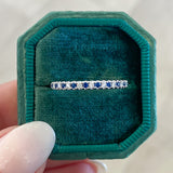 Blue Sapphire & Diamond Alternating Straight Stackable Band