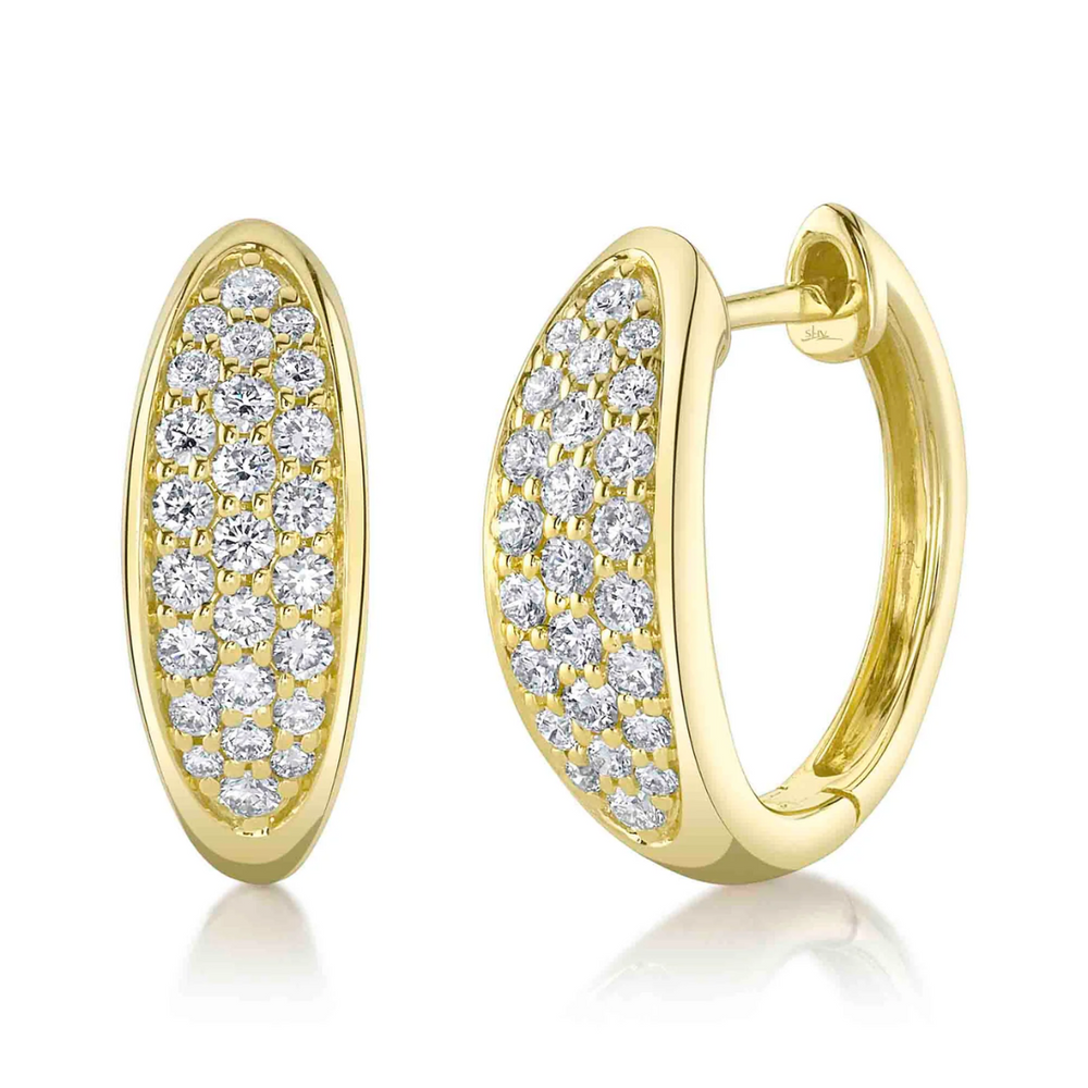 Graduated Pave Diamond Huggie Hoop Earrings