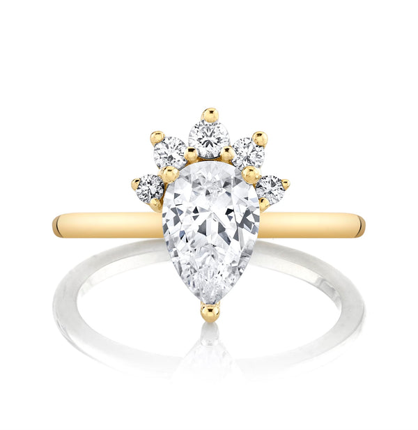 Sage Pear Diamond Accented Semi Mounted Engagement Ring (CENTER STONE NOT INCLUDED)