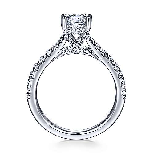 Hidden Diamond Halo Round Semi Mount Engagement Ring (DOES NOT INCLUDE CENTER STONE)