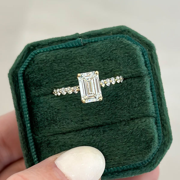 Aster Shared Prong Emerald Cut Diamond Engagement Ring