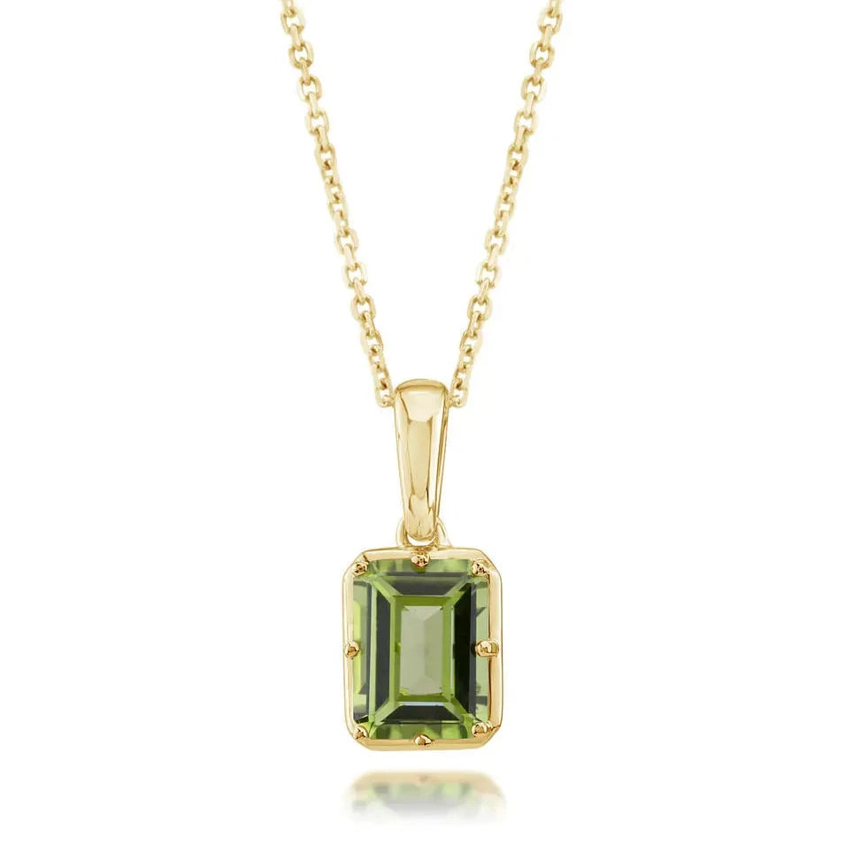 Emerald Cut Peridot Pendant with Cable Chain - Carter's Collective Fine Jewelry