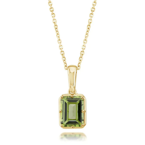 Emerald Cut Peridot Pendant with Cable Chain - Carter's Collective Fine Jewelry