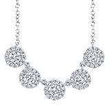 Five Halo Diamond Station Necklace