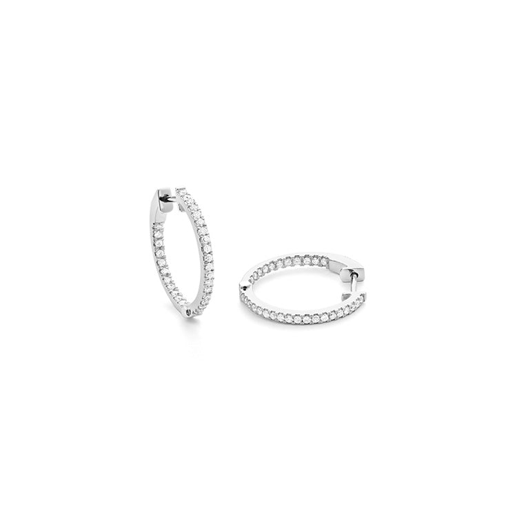 Round Inside/Out Diamond Hoop Earrings, .58cttw