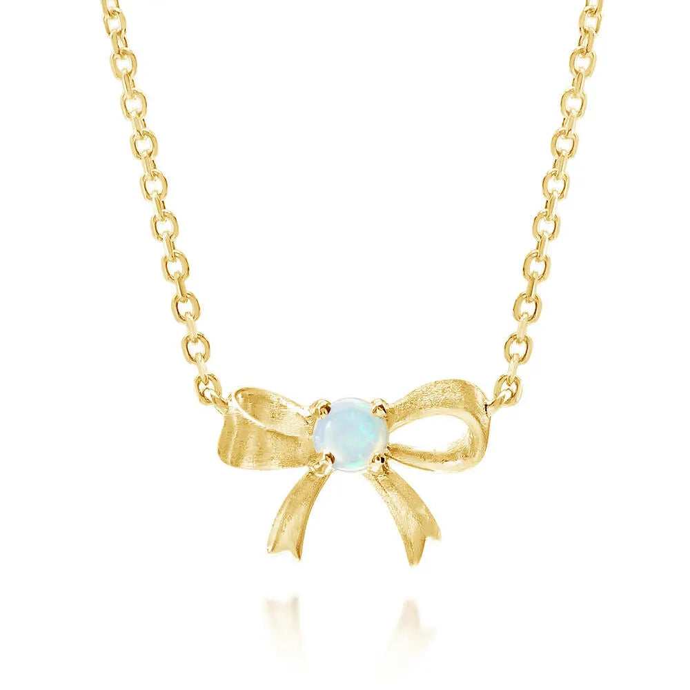 Australian Opal Bow Necklace, 0.07 ct - Carter's Collective Fine Jewelry