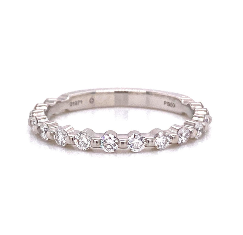 Platinum Shared Prong Round Natural Diamond Band