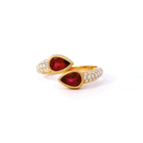 Ruby Bypass Ring with Pave Diamond Band