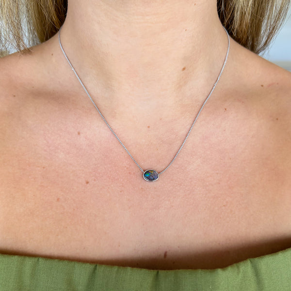 Bezel Set Boulder Opal Necklace