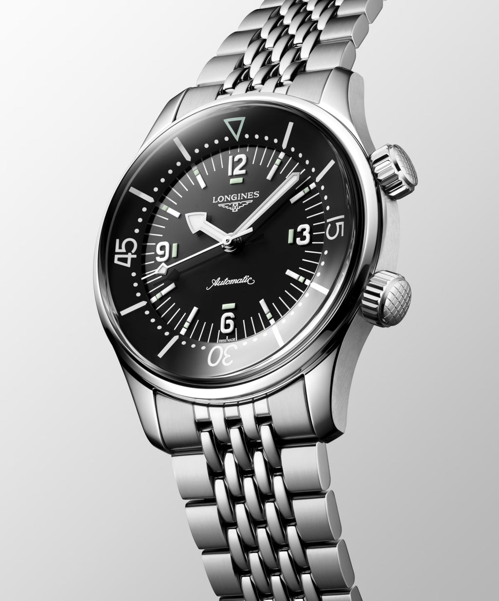 Longines "Legend Diver" Diver's Watch with Black Polished Dial, 39mm - Carter's Collective Fine Jewelry