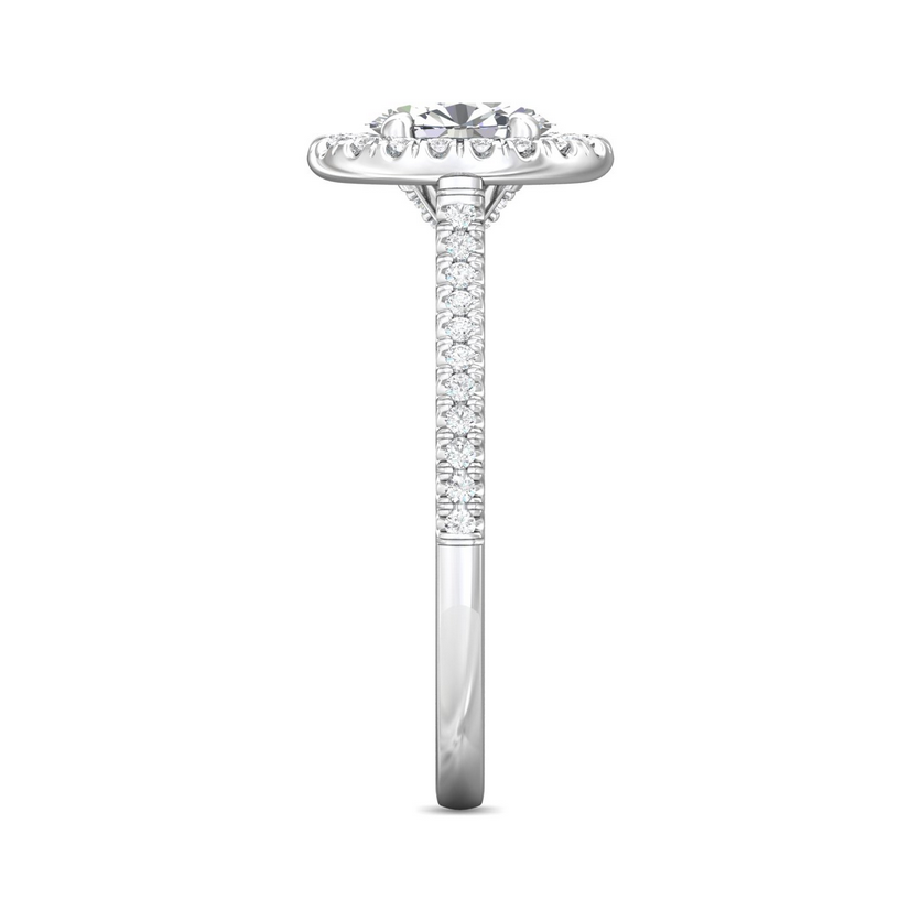 Oval Diamond Halo Semi Mount Engagement Ring Setting with Diamond Gallery Detail (Does Not Include Center Stone) - Carter's Collective Fine Jewelry