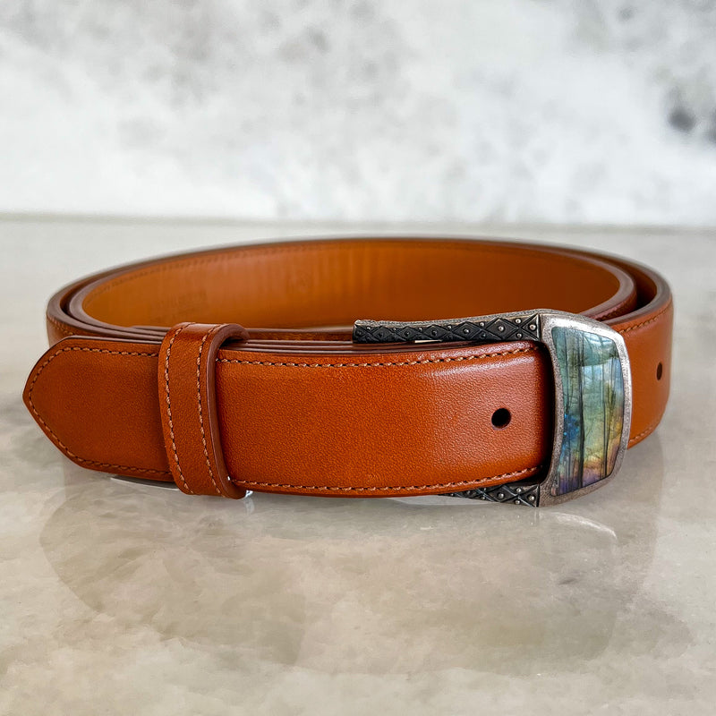 William Henry Italian Leather Aniline Dyed Hand Glazed Belt