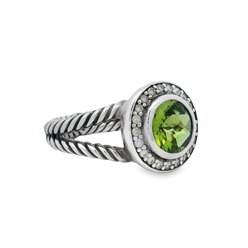 Previously Loved David Yurman Diamond and Prasiolite Albion Ring (Sold As Is)