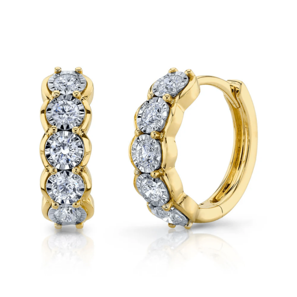 Illusion Diamond Huggie Hoop Earrings