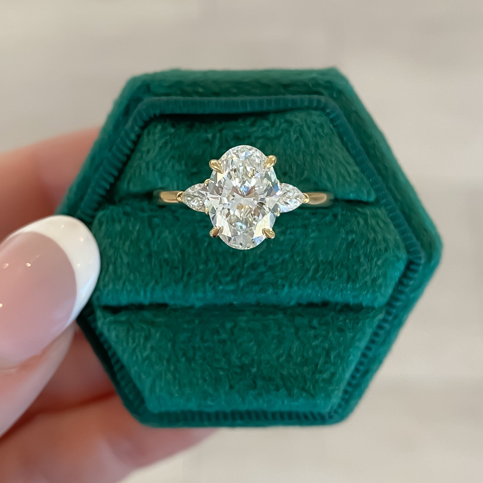 Daisy Oval Lab Grown Diamond Engagement Ring with Accent Stones