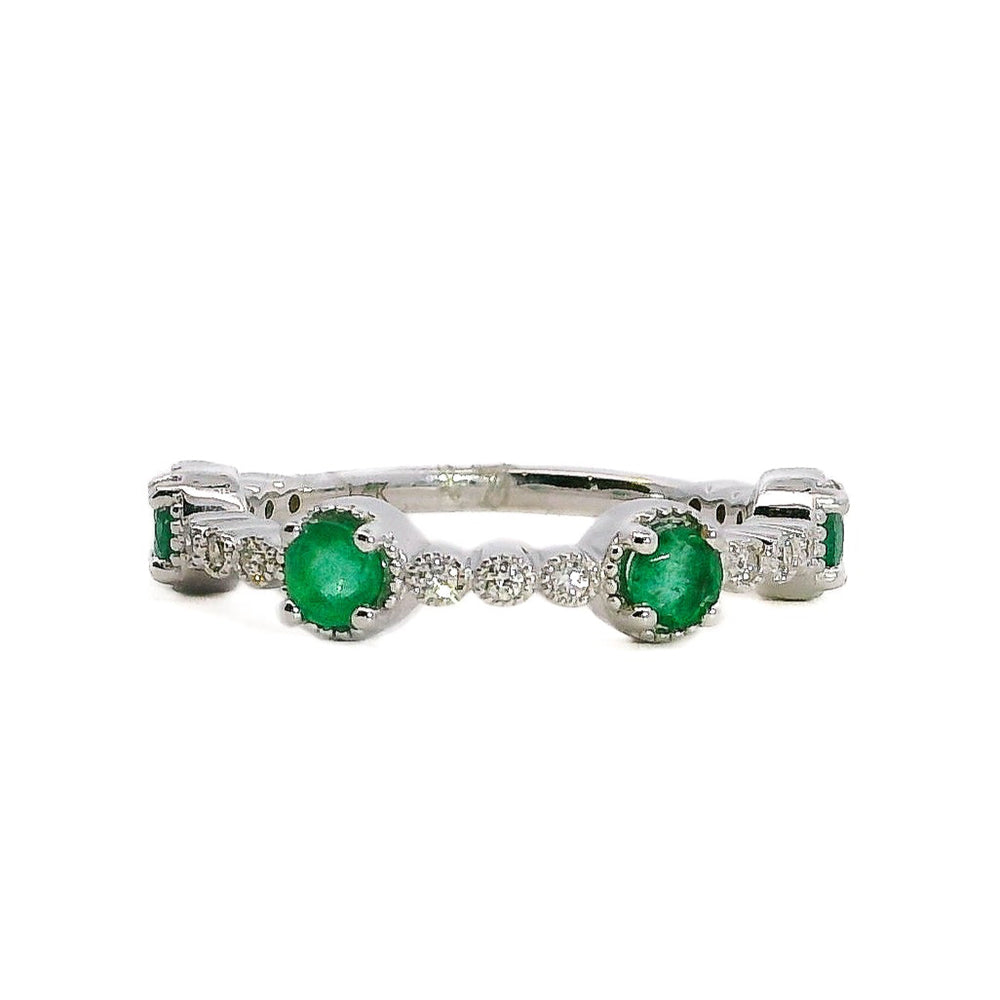 Emerald Alternating Half-Eternity Stackable Band - Carter's Collective Fine Jewelry