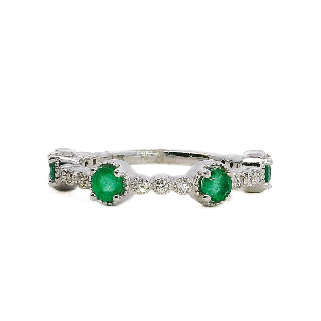 Emerald Alternating Half-Eternity Stackable Band - Carter's Collective Fine Jewelry