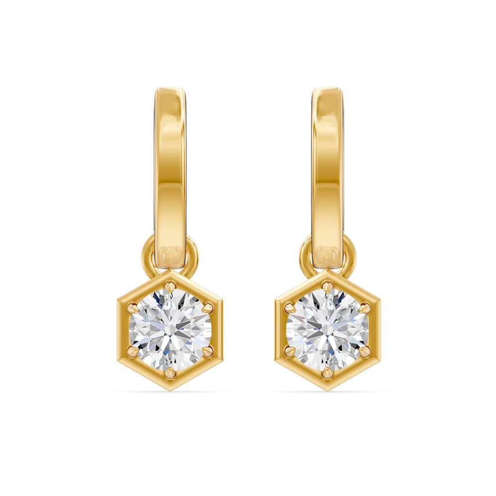 Lab Grown Diamond Hexagon Faux Bezel Charm Earrings, 1.00 CTTW - Carter's Collective Fine Jewelry